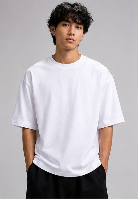 Monochrome White Heavyweight Tee Front View