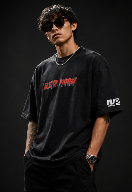 Red Moon Heavyweight Tee Front Model View