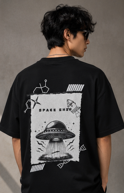 Space Ship Heavyweight Tee Back View