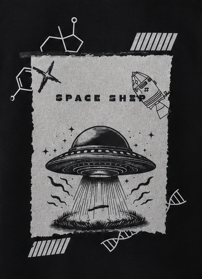 Space Ship Heavyweight Tee Back Graphic Detail
