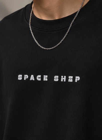 Space Ship Heavyweight Tee Chest Logo