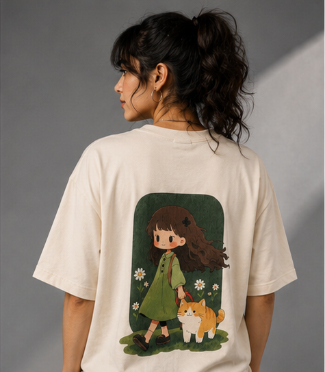 Women's Happiness Heavyweight Tee Back Model View