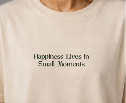 Women's Happiness Heavyweight Tee Chest Graphic