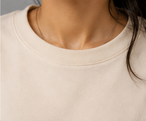 Women's Happiness Heavyweight Tee Collar Detail View
