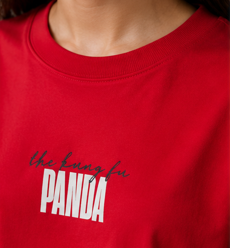 Women's Kung Fu Panda Heavyweight Tee Chest Detail