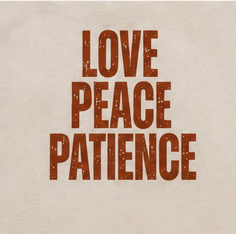 Women's Love Peace Patience Heavyweight Tee Chest Detail