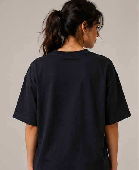 Women's Monochrome Black Heavyweight Tee Back View