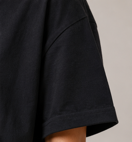 Women's Monochrome Black Heavyweight Tee Fabric Detail