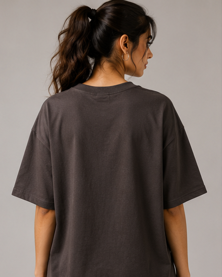 Women's Monochrome Brown Heavyweight Tee Back View
