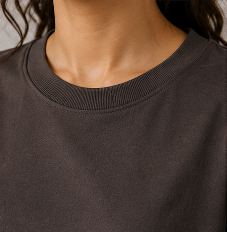 Women's Monochrome Brown Heavyweight Tee Collar Detail