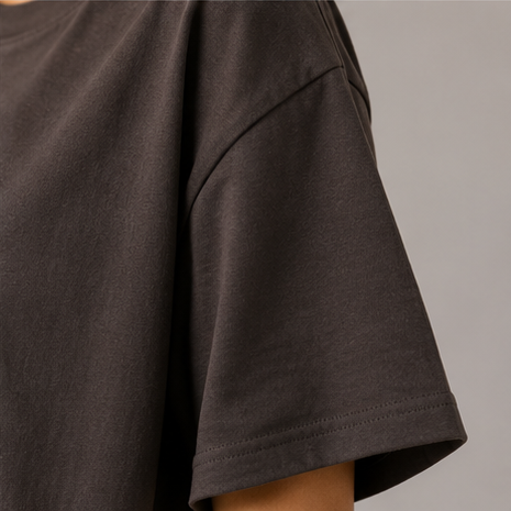 Women's Monochrome Brown Heavyweight Tee Fabric Detail