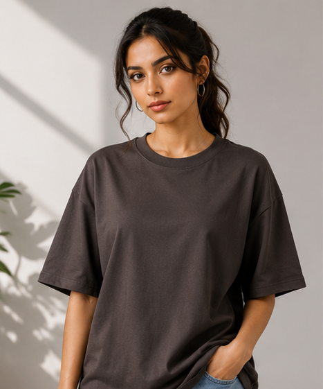 Women's Monochrome Brown Heavyweight Tee Front View