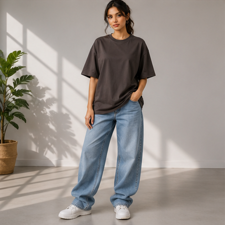 Women's Monochrome Brown Heavyweight Tee Full View