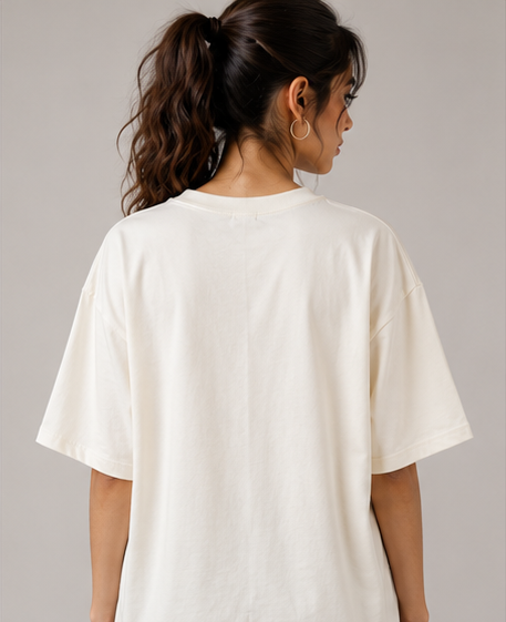 Women's Monochrome Off-White Heavyweight Tee Back View