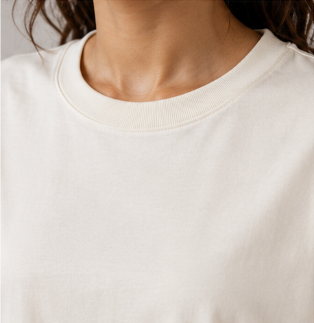 Women's Monochrome Off-White Heavyweight Tee Collar Detail