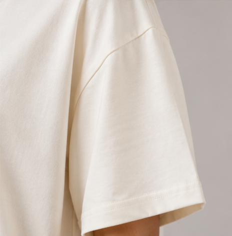 Women's Monochrome Off-White Heavyweight Tee Fabric Detail