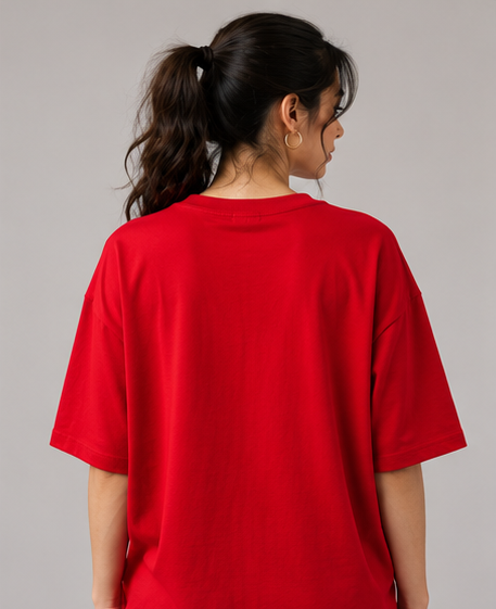 Women's Monochrome Red Heavyweight Tee Back View