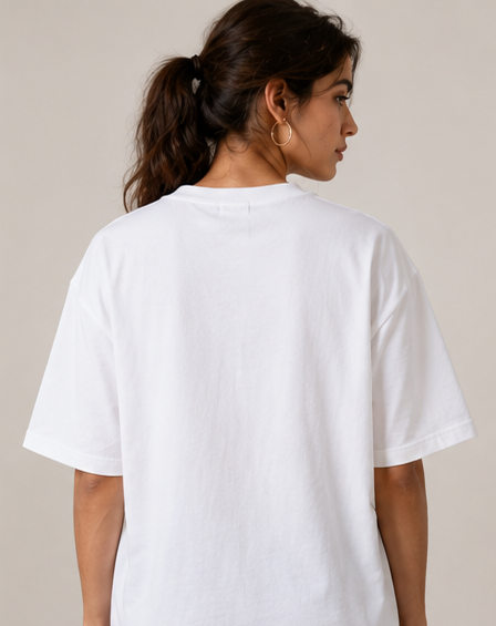 Women's Monochrome White Heavyweight Tee Back View