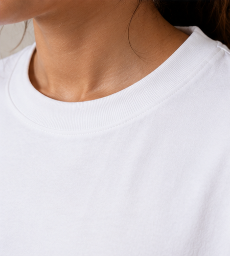 Women's Monochrome White Heavyweight Tee Collar Detail
