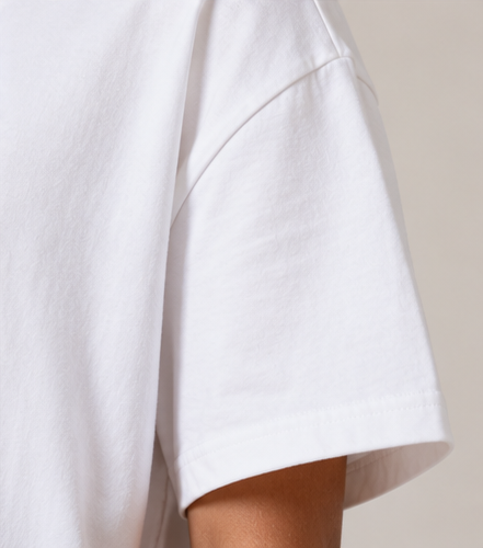Women's Monochrome White Heavyweight Tee Fabric Detail