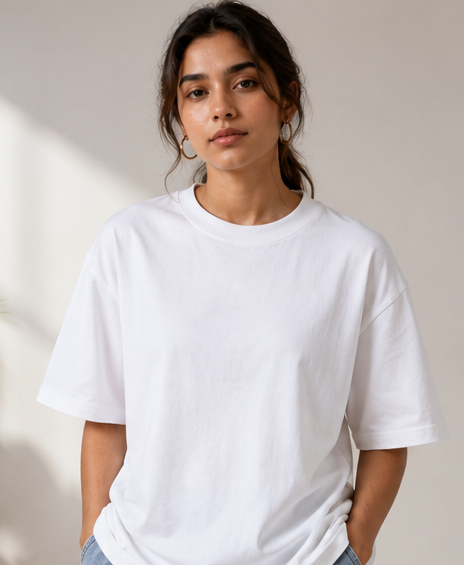 Women's Monochrome White Heavyweight Tee Front View