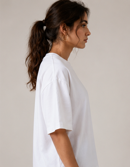 Women's Monochrome White Heavyweight Tee Side View