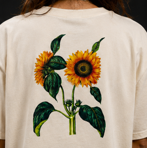 Women's Sunflower Heavyweight Tee Back Graphic Detail