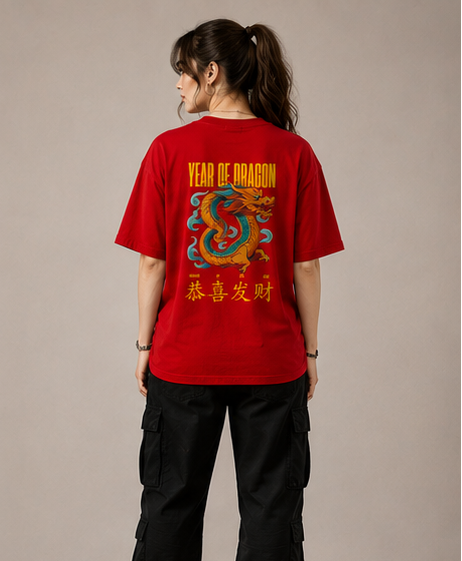Women's Year of Dragon Heavyweight Tee Model View