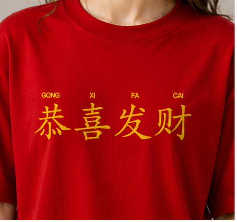 Women's Year of Dragon Heavyweight Tee Chest Detail